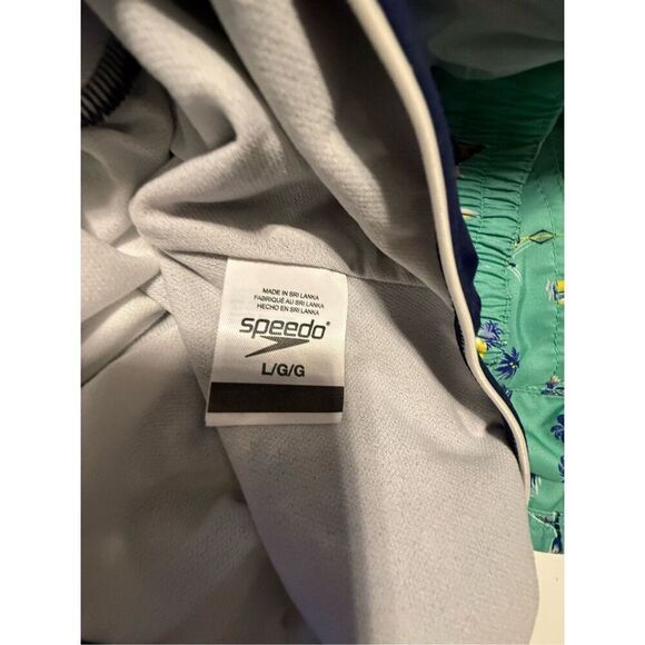 Speedo Women's Size L One Piece Swimsuit Dark Blue Sporty Keyhole Racerback - Picture 7 of 7